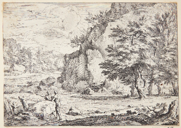 Abraham Genoels, Klippefyldt landskab, i frigrunden to figurer
