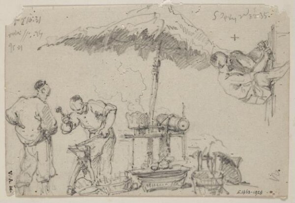 George Chinnery, Two blacksmiths beneath a parasol