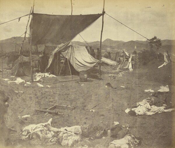 Felice Beato, Interior of Fort McKee showing the Headquarters of the Corean Commander in Chief