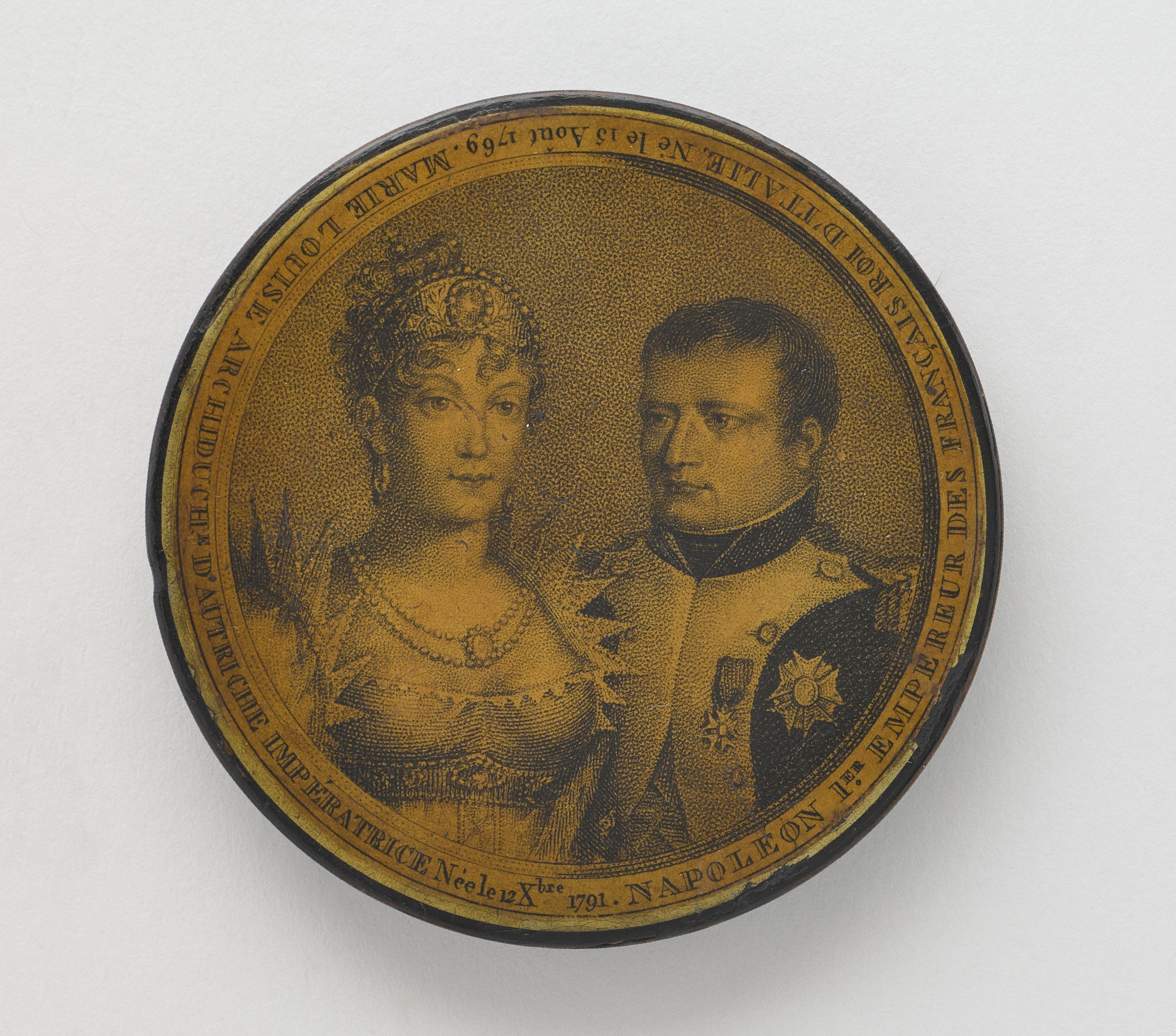 Anonyme, Tabatière ornée des portraits de Napoléon Ier et de l'impératrice Marie-Louise