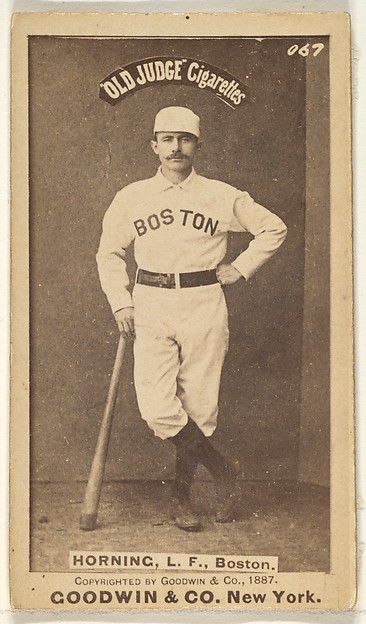 Goodwin & Company, Horning, Left Field, Boston, from the Old Judge series (N172) for Old Judge Cigarettes