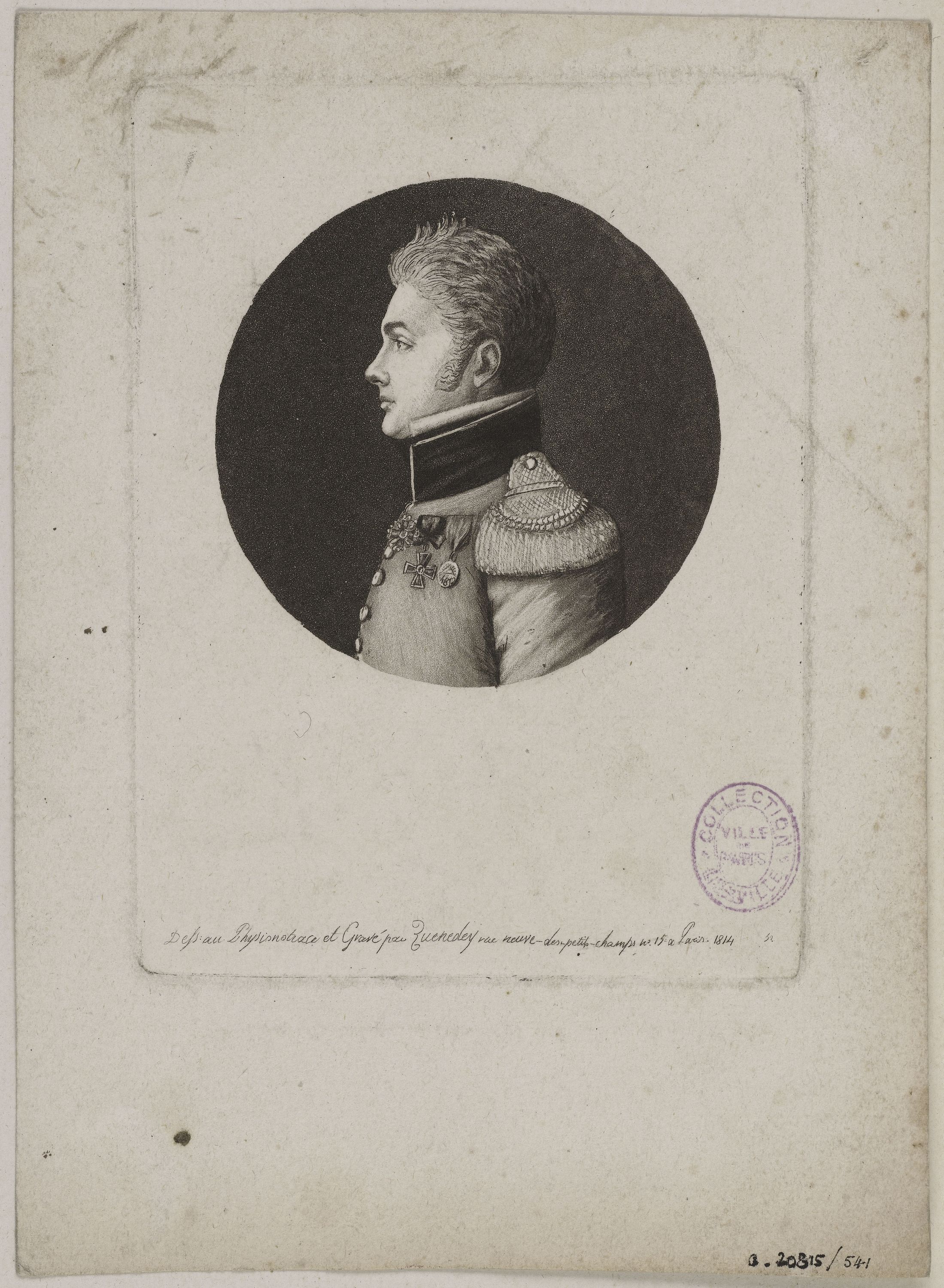 Edmé Quenedey, Portrait d'un homme, représentant un militaire, fin XVIIIème siècle/début XIXème siècle