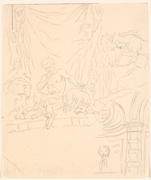 Bénoit Le Coffre, Studieblad; bl.a. siddende faun og et hestepar