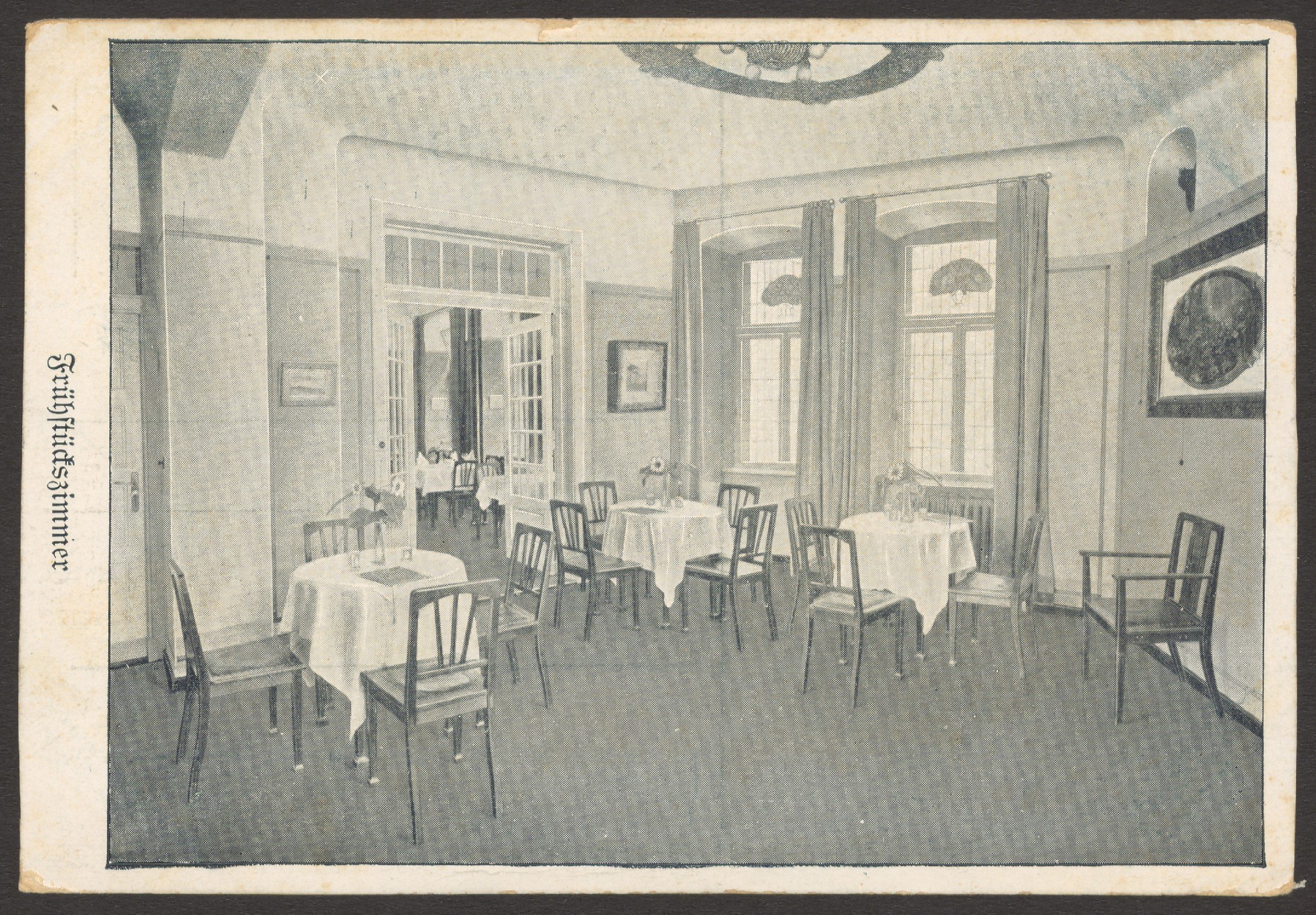 Unknown artist, Ansichtskarte "Hotel Alemannia", Frühstückszimmer, Anhaltstraße 10
