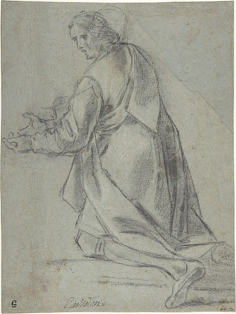 Giacomo Cavedone, Kneeling Youth Facing Left