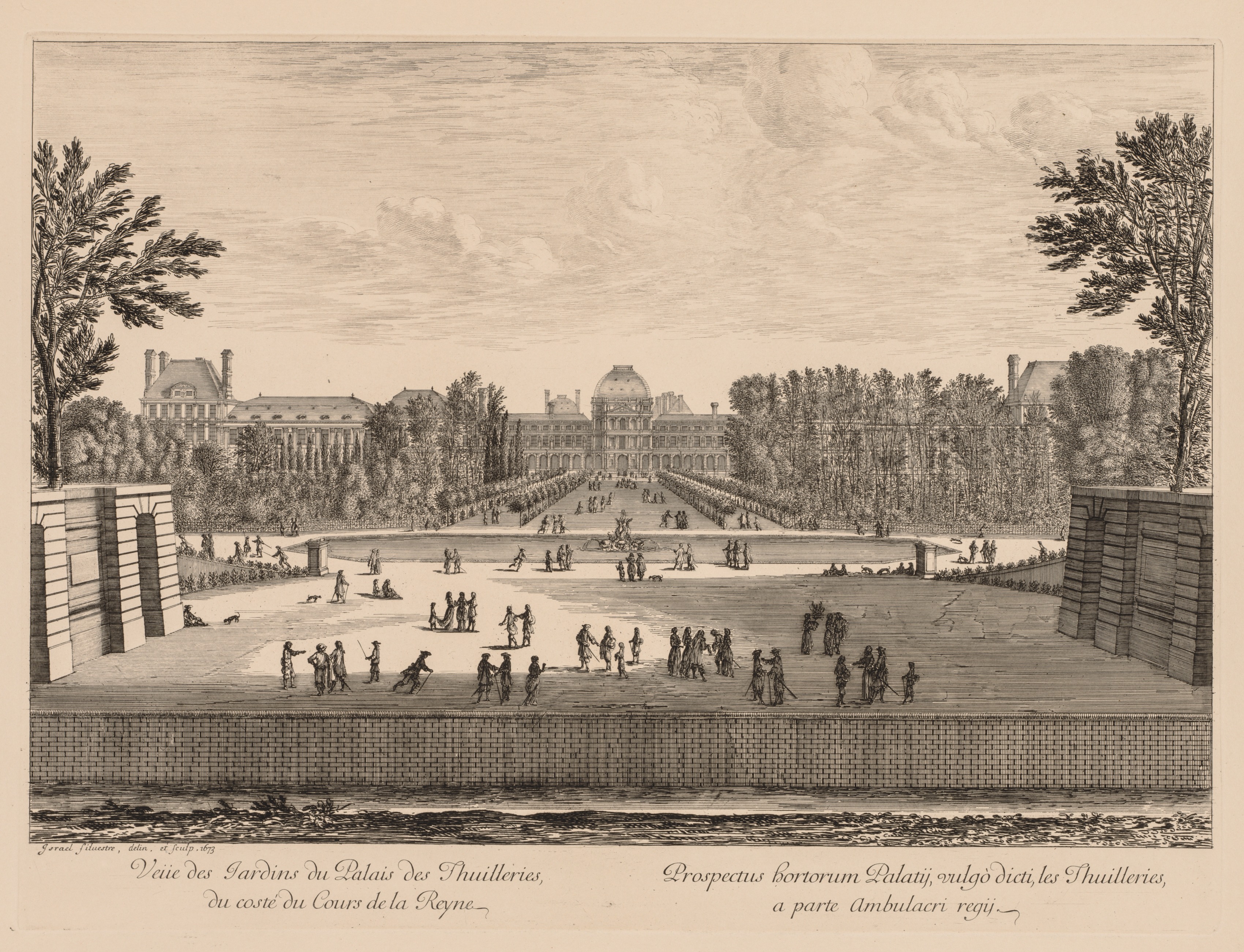 Israël Silvestre, Vue du palais et des jardins des Tuileries, du côté du cours la Reine