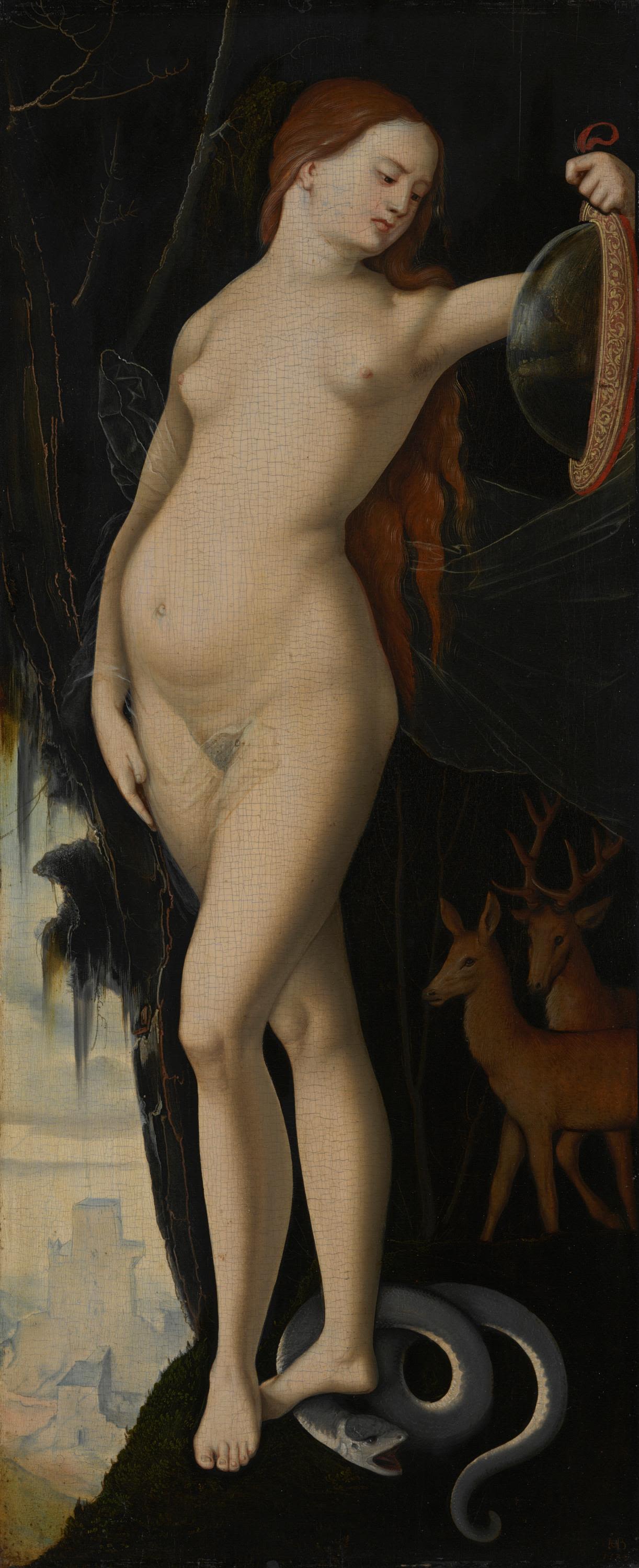 Hans Baldung Grien, Woman with Mirror, Serpent, Stag and Hind