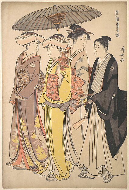 Torii Kiyonaga, A Lady from a Samurai Household with Three Attendants, from the series A Brocade of Eastern Manners (Fūzoku Azuma no nishiki)