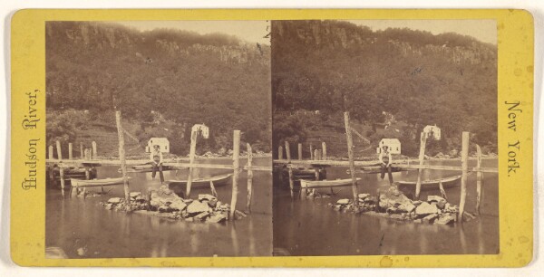 Unknown, Ferry Dock and Front View of Palisades. Hudson River, New York.