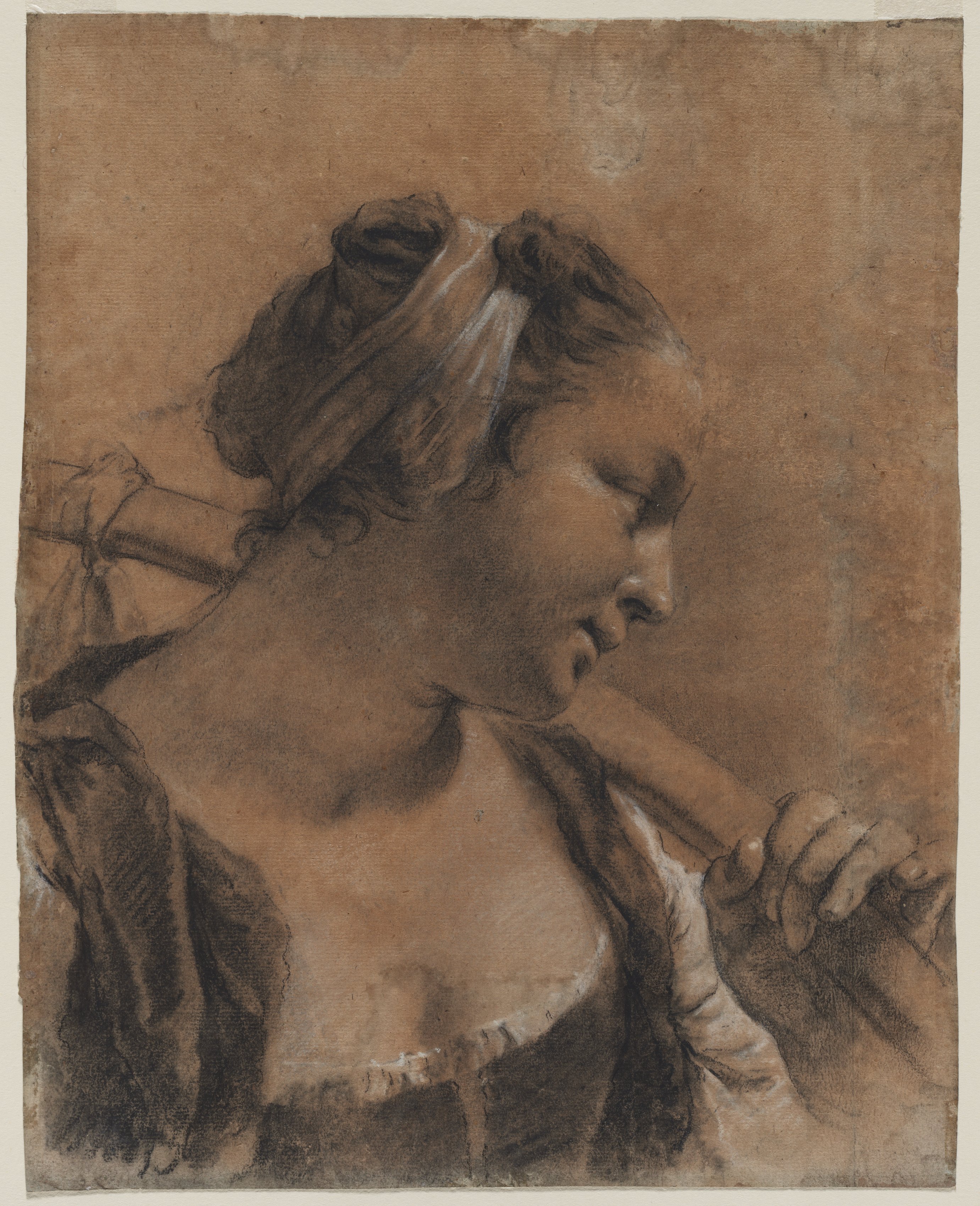 Giovanni Battista Piazzetta, A Portrait of Rosa with a Shoulder Stick