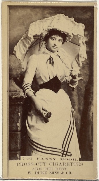 W. Duke, Sons & Co., Card Number 722, Fanny Moor, from the Actors and Actresses series (N145-3) issued by Duke Sons & Co. to promote Cross Cut Cigarettes