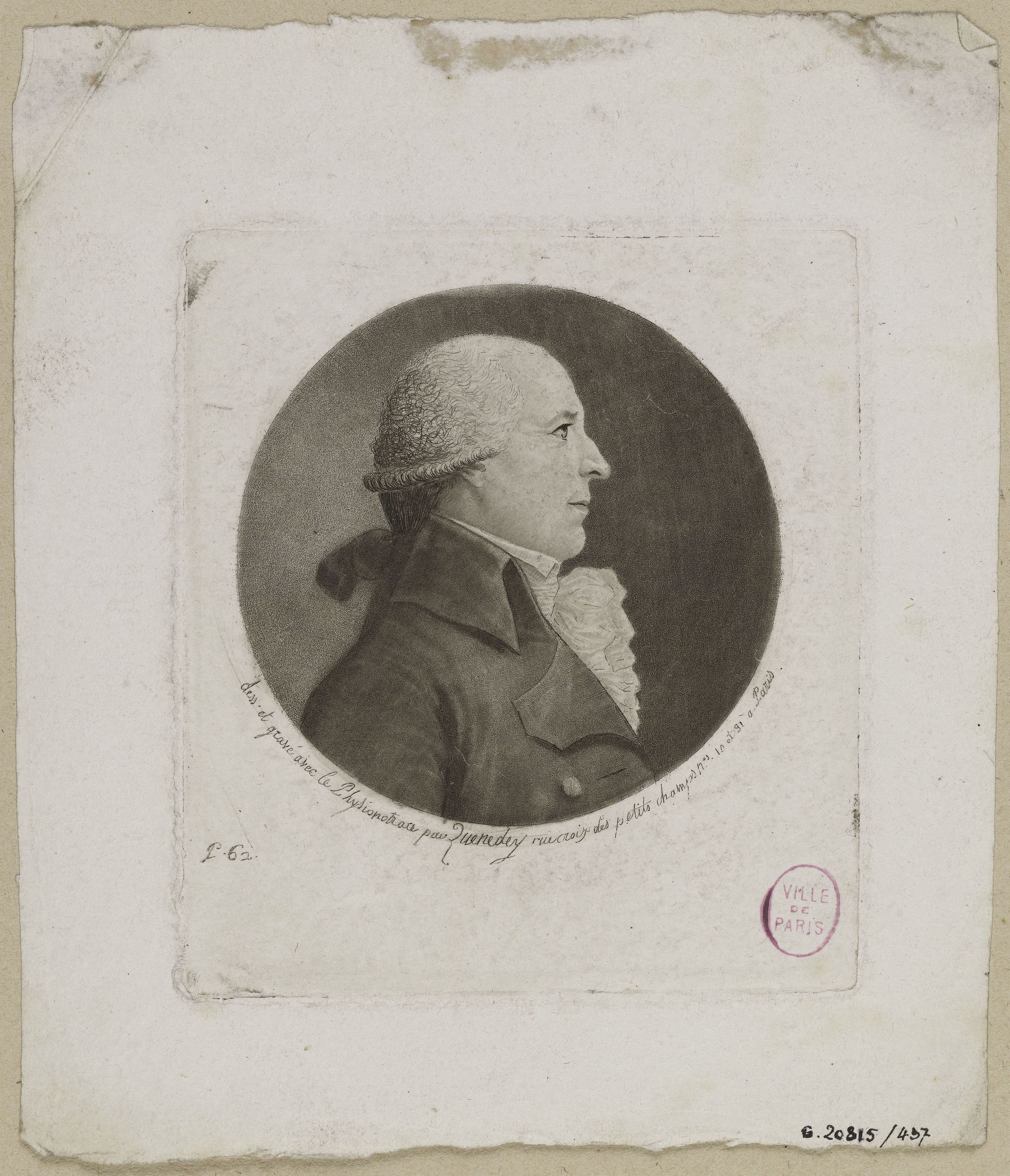 Edmé Quenedey, Portrait d'un homme, fin XVIIIème siècle/début XIXème siècle