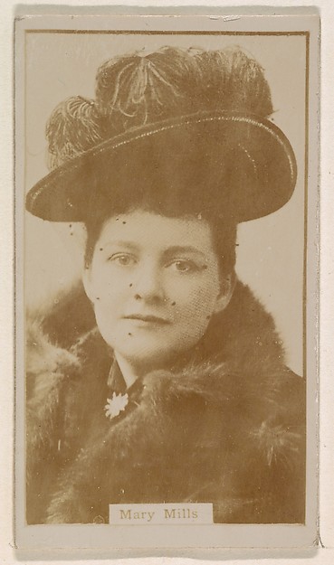 Kinney Brothers Tobacco Company, Mary Mills, from the Actresses series (N245) issued by Kinney Brothers to promote Sweet Caporal Cigarettes