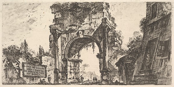 Giovanni Battista Piranesi, Plate 8: Arch of Drusus at the Porta S. Sebastiano in Rome (Arco di Druso alla Porta di Sebastiano in Roma), from "Antichità Romane de' Tempi della Repubblica, e de' primi Imperatori"