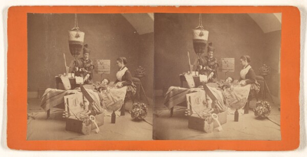 Unknown, [Genre: woman in bed dying, man and woman observing, sign in background]