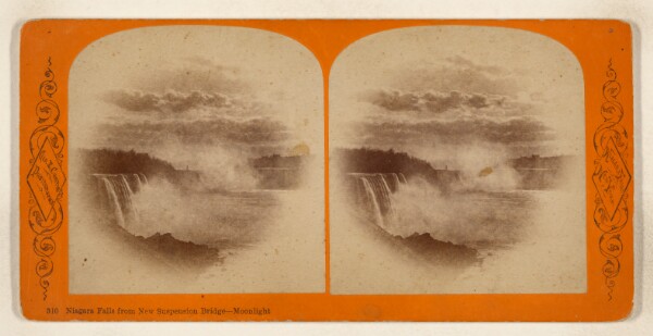 George E. Curtis, Niagara Falls from New Suspension Bridge - Moonlight. [Niagara Falls, New York]