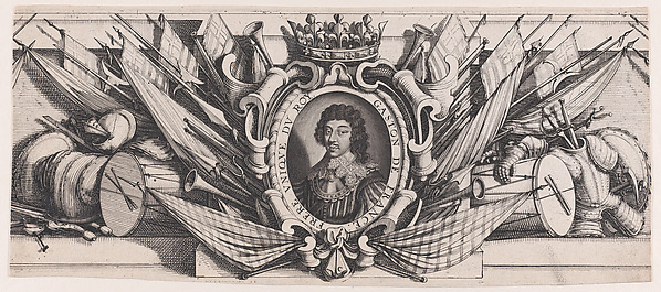 Abraham Bosse, Border at Bottom Center: Portrait of Gaston of France in an Ornamental Border, from "Siège de La Rochelle" (The Seige of La Rochelle)