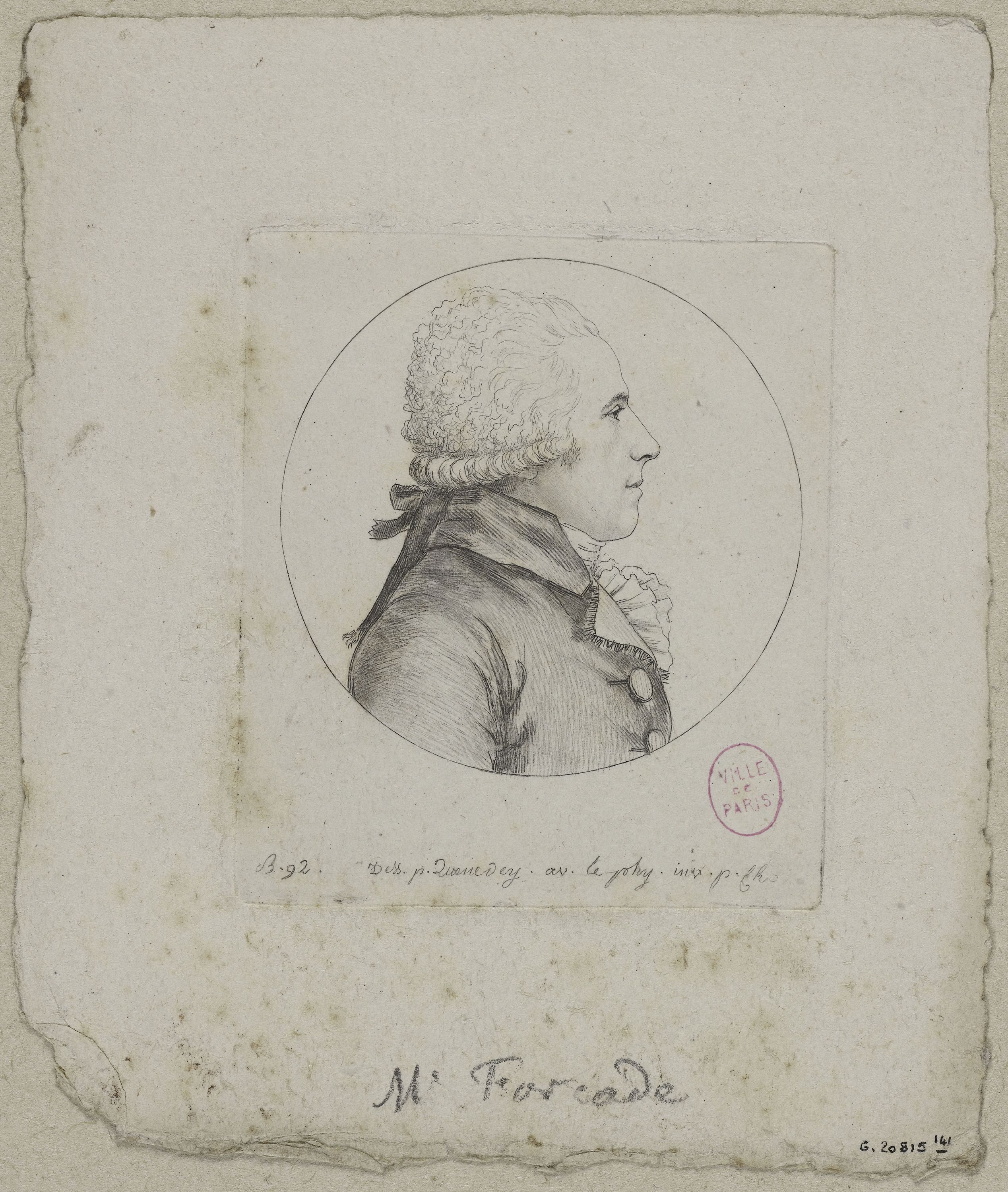 Edmé Quenedey, Portrait de Monsieur Forcade