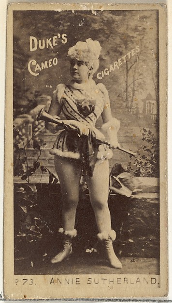 W. Duke, Sons & Co., Card Number 73, Annie Sutherland, from the Actors and Actresses series (N145-4) issued by Duke Sons & Co. to promote Cameo Cigarettes