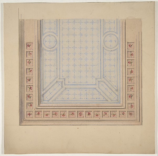 Jules-Edmond-Charles Lachaise, Partial design for ceiling with a border of flowers
