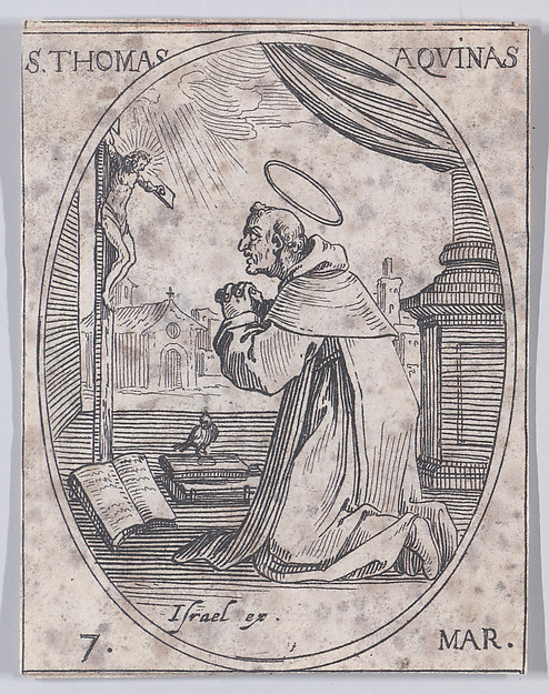 Jacques Callot, S. Thomas d'Aquin (St. Thomas Aquinas), March 7th, from "Les Images De Tous Les Saincts et Saintes de L'Année" (Images of All of the Saints and Religious Events of the Year)