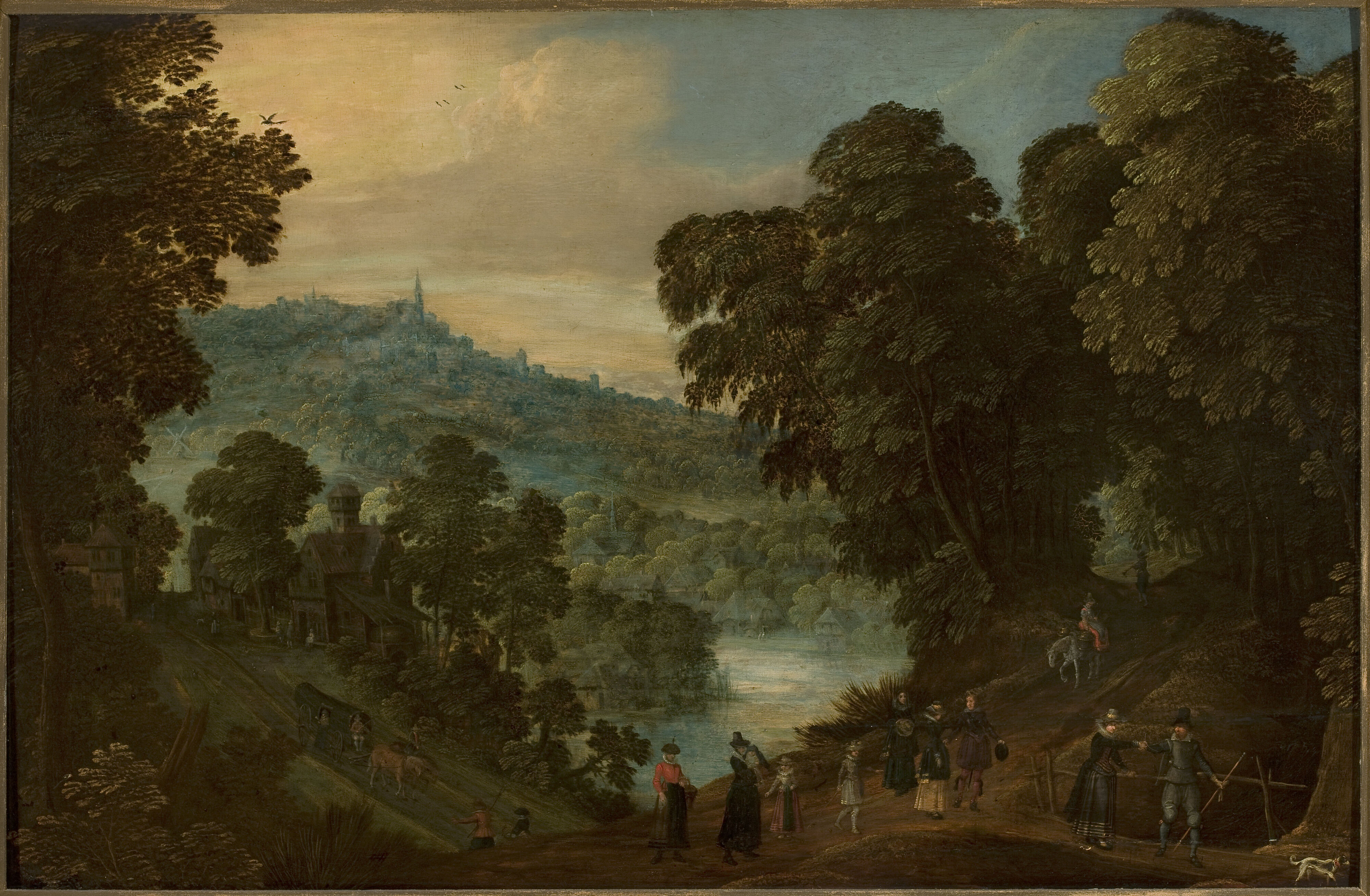 Adriaen van Stalbemt, Countryside landscape with staffage