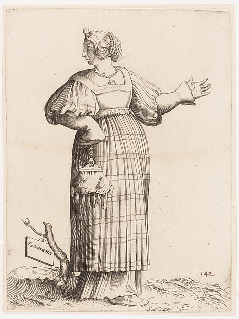 Enea Vico, Costume Plate: Woman from Germany
