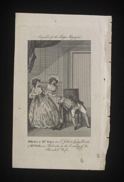 Unknown, Mr. Ryder & Mrs. Bates inSr. John & Lady Brute, & Mrs. Wells as Belinda, in the Comedy of the Provok'd Wife.