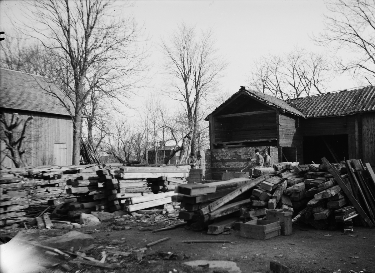 Paul Sandberg, Gränbygården under nedtagning, Gränby, Björklinge socken, Uppland