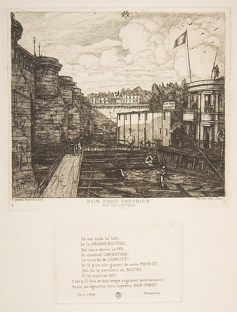 Charles Meryon, Bain-froid Chevrier (Chevrier's cold bath establishment, or The School Baths, Paris)