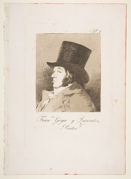Goya (Francisco de Goya y Lucientes), Plate 1 from "Los Caprichos": Self-portrait