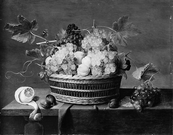 Jacob van Hulsdonck, Still Life: A Basket of Grapes and Other Fruit