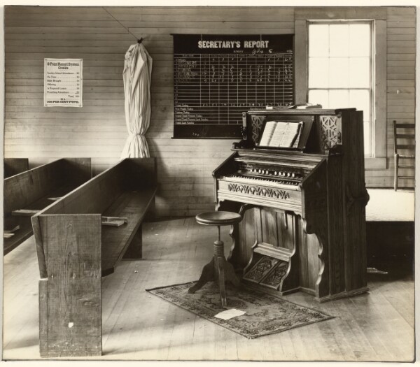Walker Evans, Church Organ with Pews / The Church Organ, Alabama / Church Interior, Alabama