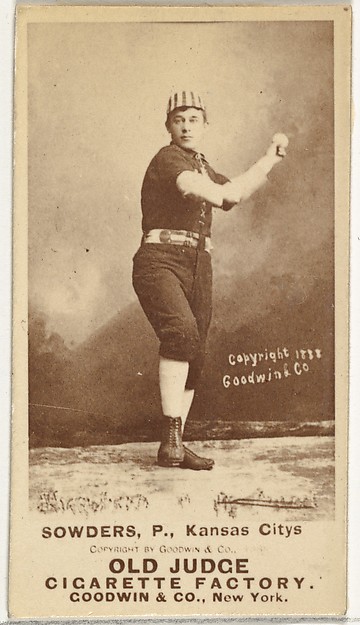 Goodwin & Company, John Sowders, Pitcher, Kansas City Cowboys, from the Old Judge series (N172) for Old Judge Cigarettes