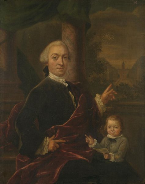 Jan Maurits Quinkhard, Family Portrait of Jan van de Poll, Banker and Burgomaster of Amsterdam with his young Son Harman