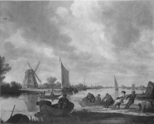Jan van Goyen, landscape with fishers in the boats