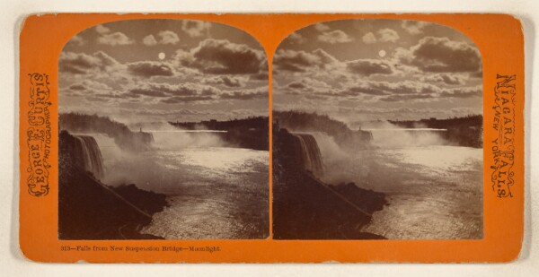 George E. Curtis, Falls from New Suspension Bridge - Moonlight. [Niagara Falls, New York]