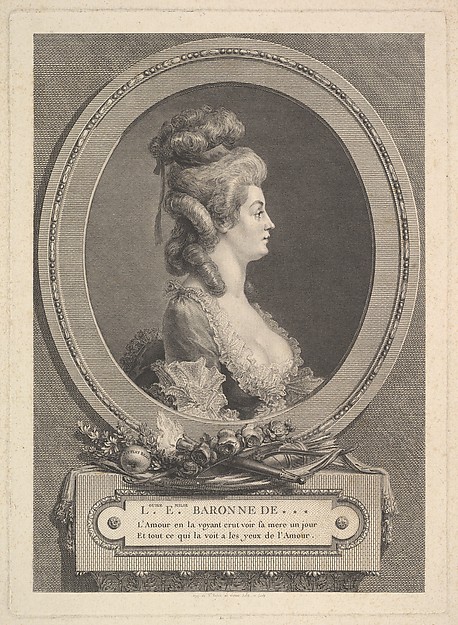 Augustin de Saint-Aubin, Portrait of Louise Émilie Baronne de ***