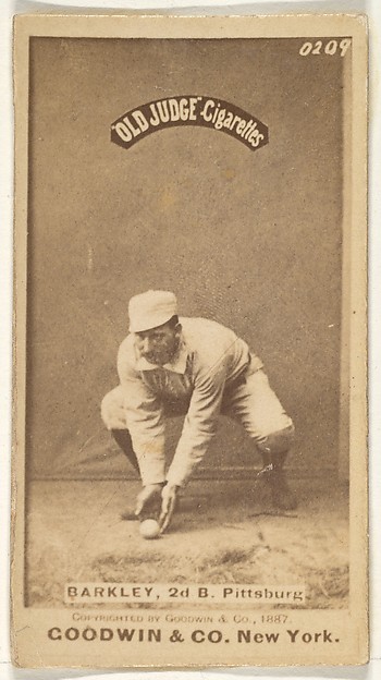 Goodwin & Company, Sam Barkley, 2nd Base, Pittsburgh, from the Old Judge series (N172) for Old Judge Cigarettes