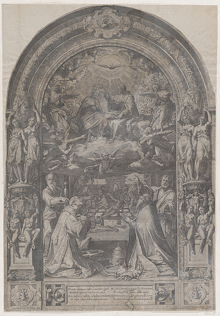 Cornelis Cort, The Coronation of the Virgin with St Lawrence, St Paul, St Peter and St Sixtus