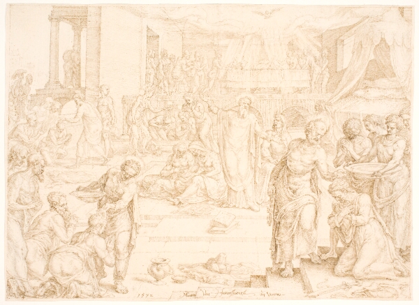 Maarten van Heemskerck, Peter og de øvrige apostle døber menigheden i Jerusalem