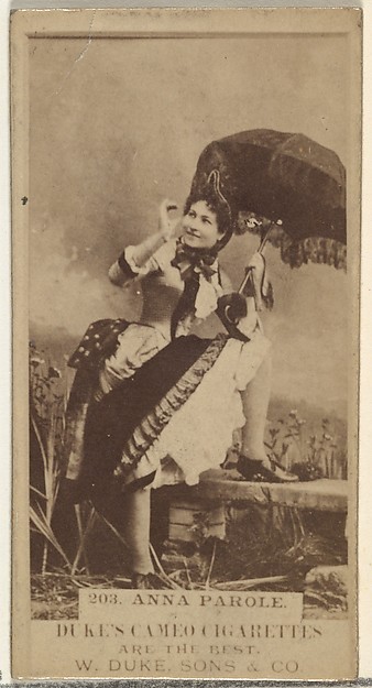 W. Duke, Sons & Co., Card Number 203, Anna Parole, from the Actors and Actresses series (N145-5) issued by Duke Sons & Co. to promote Cameo Cigarettes