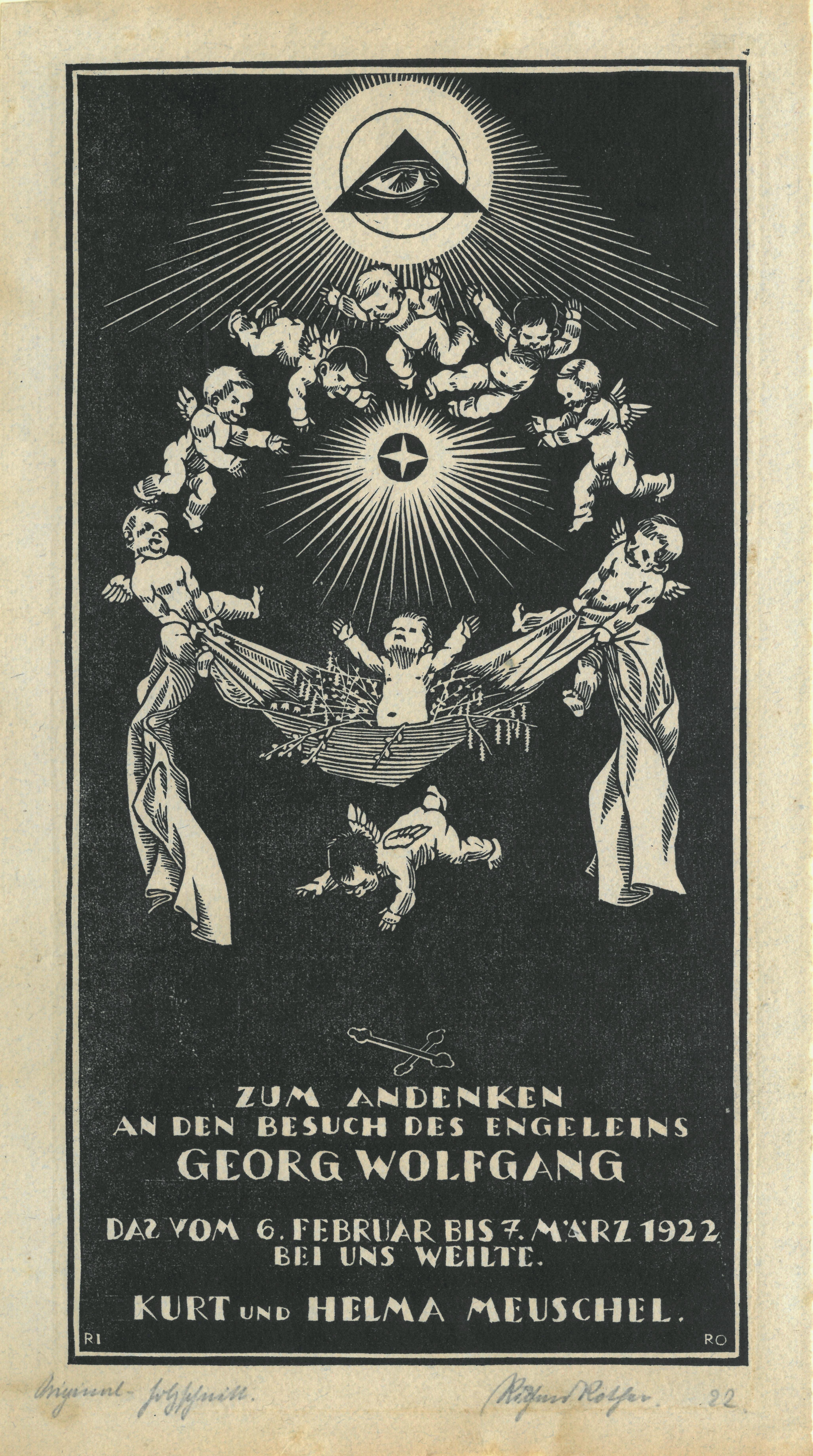 Unknown artist, Grafik "Zum Andenken an den Besuch des Engeleins Georg Wolfgang"
