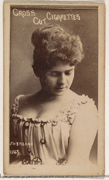 W. Duke, Sons & Co., Card Number 143, Sutherland, from the Actors and Actresses series (N145-1) issued by Duke Sons & Co. to promote Cross Cut Cigarettes
