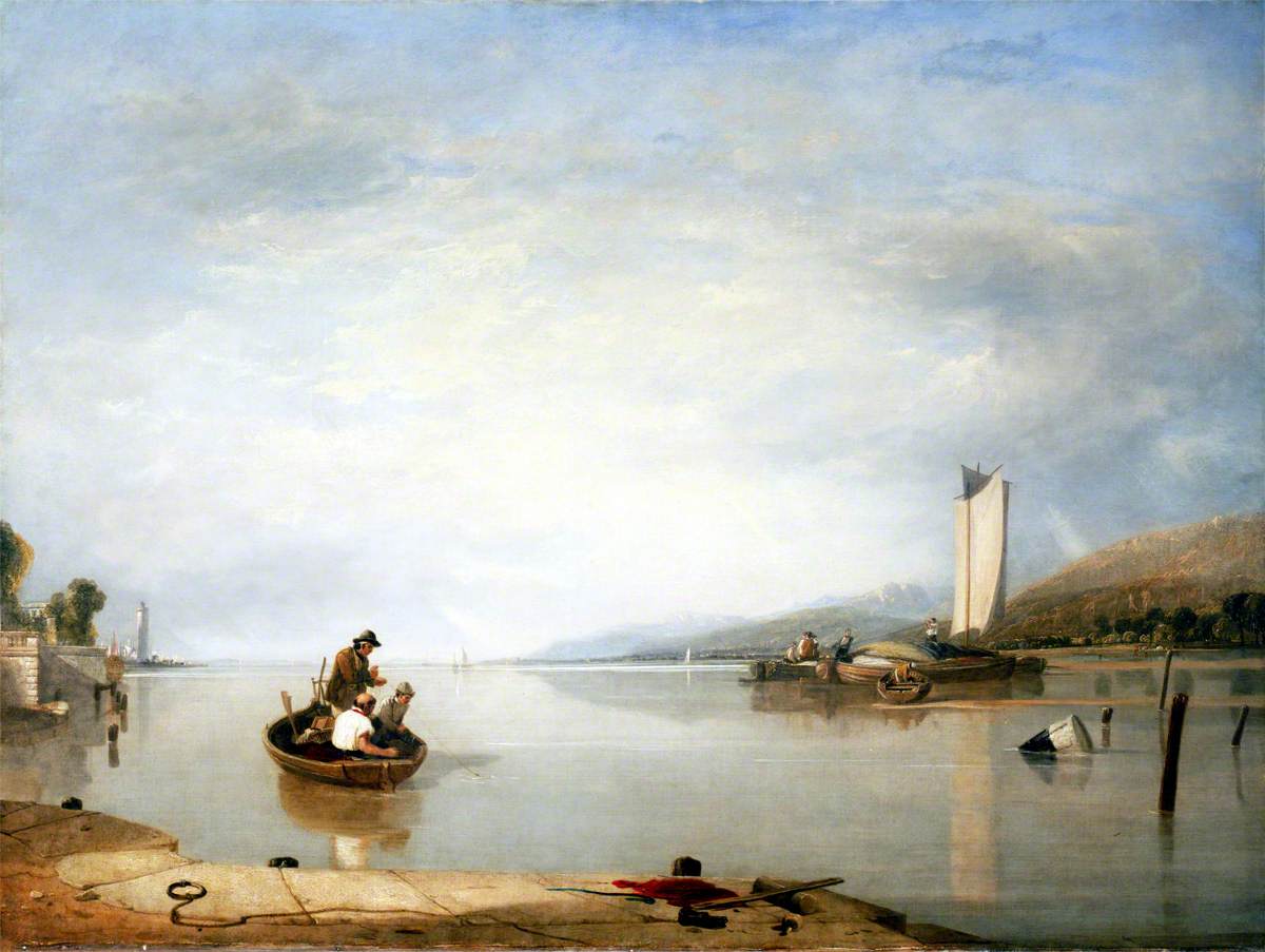 Augustus Wall Callcott, Dead Calm: Boats off Cowes Castle