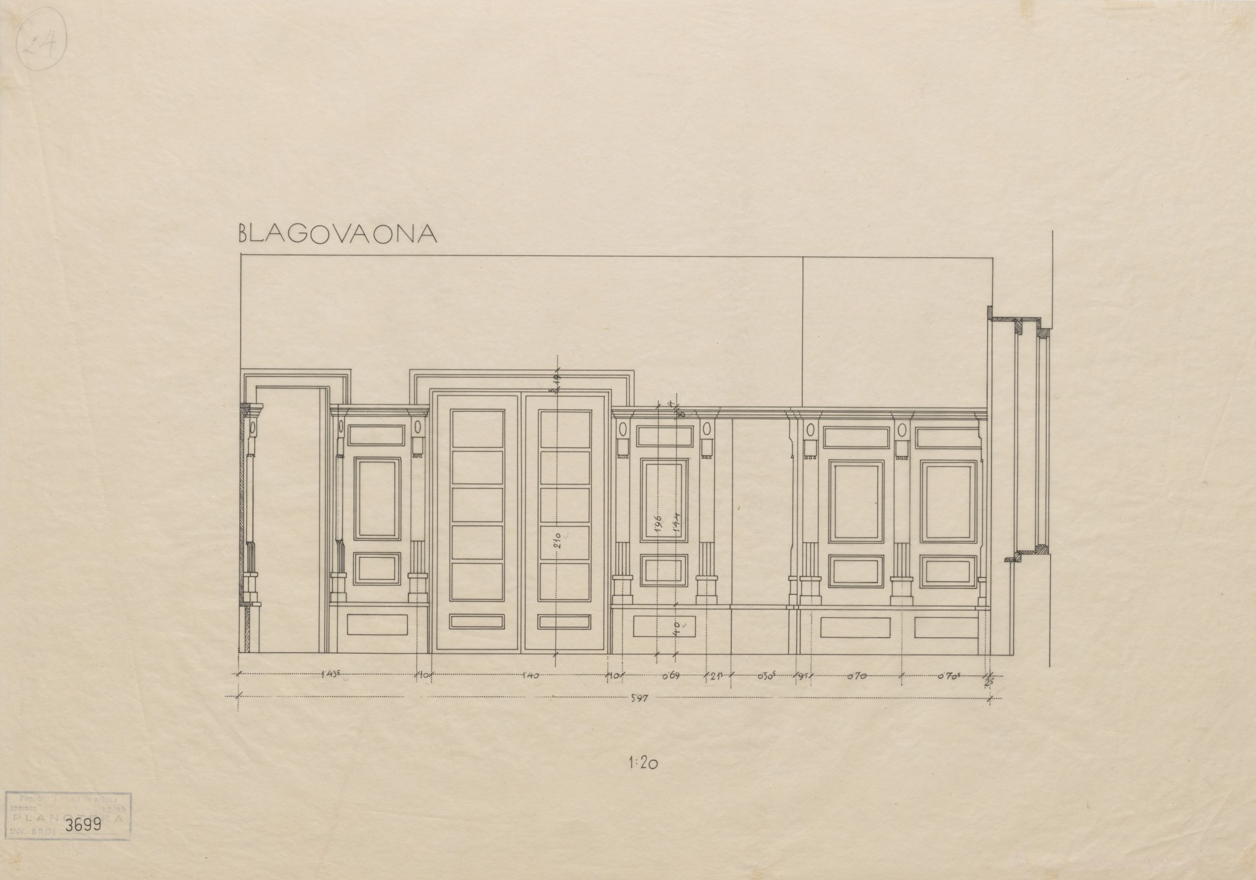 Viktor Kovačić, Vila Frangeš, blagavaona/drvena oplata