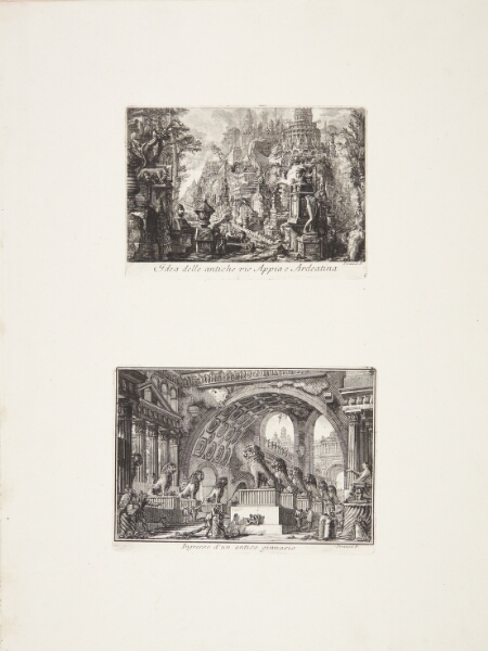 Giovanni Battista Piranesi, Fantasi over de antikke Via Appia og Via Ardeantina / Indgang til et gymnasium