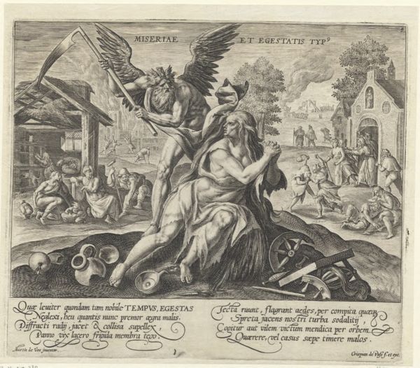 Passe, Crispijn van de, (approximately 1565-1637), (printmaker), Use and abuse of time: Landscape with Father Time and the personification of Misery and Poverty