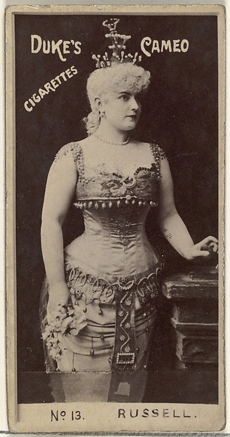 W. Duke, Sons & Co., Card Number 13, Lillian Russell, from the Actors and Actresses series (N145-4) issued by Duke Sons & Co. to promote Cameo Cigarettes