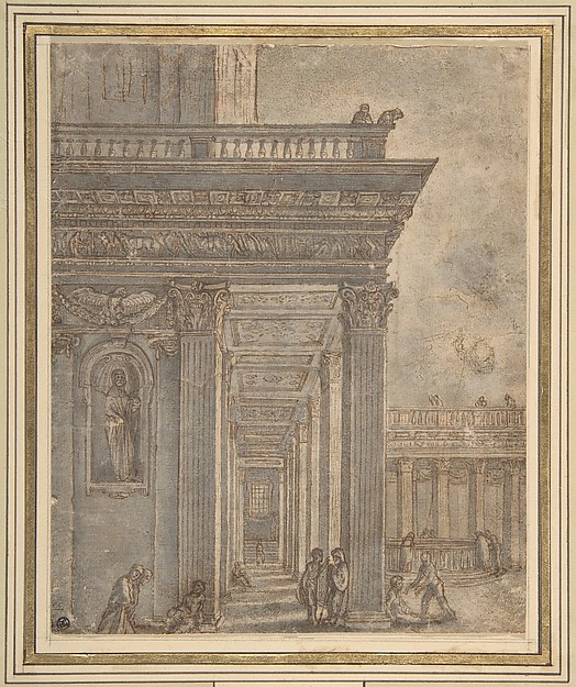 Adam Elsheimer, A Temple in a Courtyard (Pool of Bethesda)